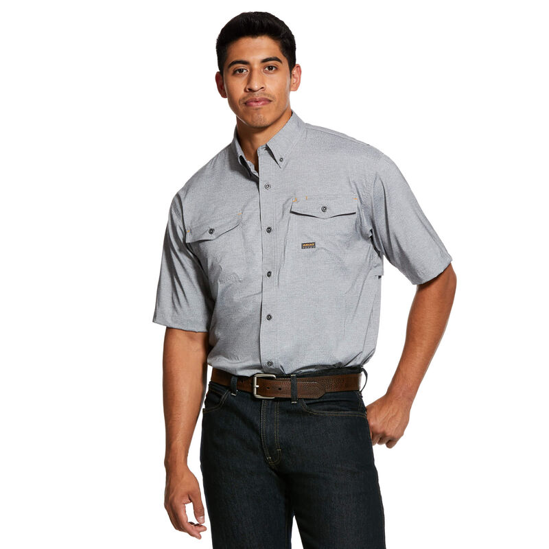Ariat Hemden Herren - Rebar Made Tough Venttek Durastretch Work Grau ( FTMKZ-2597 )